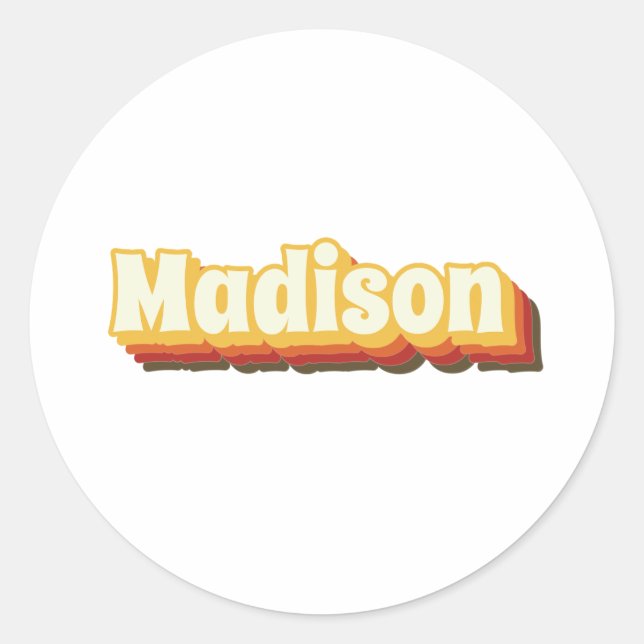 Madison Retro Vintage Text Classic Round Sticker (Front)