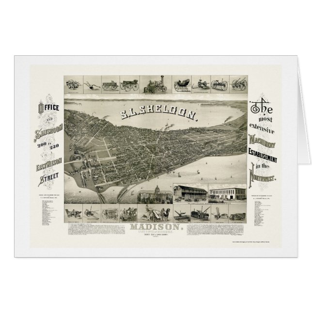 Madison, WI Panoramic Map - 1885 (Front Horizontal)