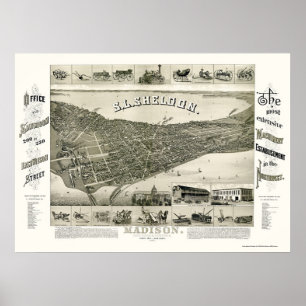 Madison, WI Panoramic Map - 1885 Poster