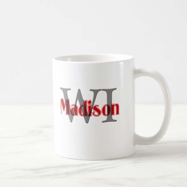 madison wi red coffee mug (Right)