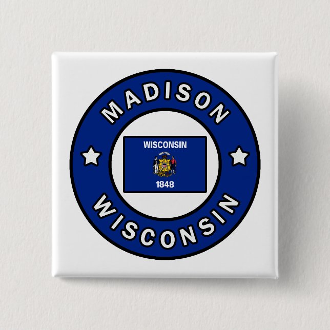 Madison Wisconsin 15 Cm Square Badge (Front)