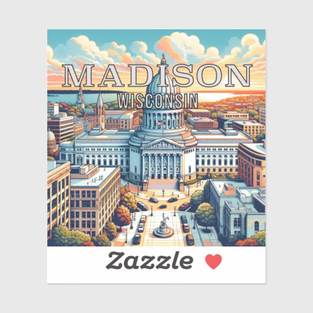 Madison Wisconsin 3 Inch Vinyl Sticker (Sheet)