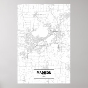 Madison, Wisconsin (black on white) Poster