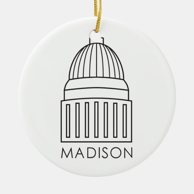 Madison Wisconsin Capitol Building Ceramic Tree Decoration (Front)