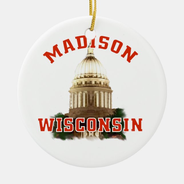 Madison,Wisconsin Ceramic Tree Decoration (Front)