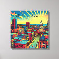 Madison, Wisconsin City Skyline at Sunset