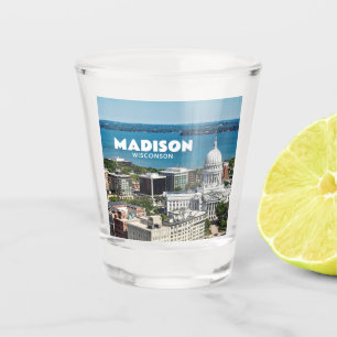 Madison, Wisconsin downtown  capitol lake photo Shot Glass