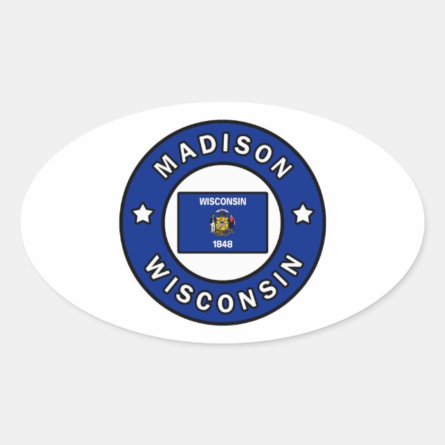 Madison Wisconsin Oval Sticker (Front)