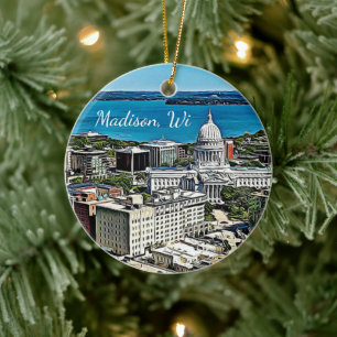 Madison, Wisconsin Photography Christmas Holiday Ceramic Tree Decoration