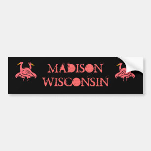 MADISON WISCONSIN & PINK FLAMINGOS BUMPER STICKERS
