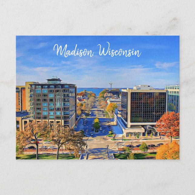 Madison, Wisconsin  Postcard Sky View (Front)