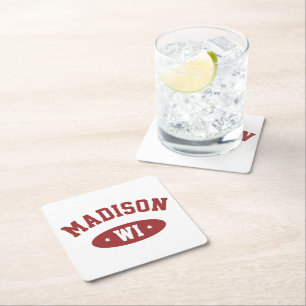 Madison Wisconsin Retro Sporty Typography Coaster 