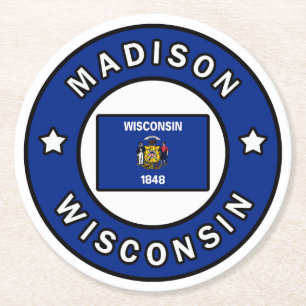 Madison Wisconsin Round Paper Coaster