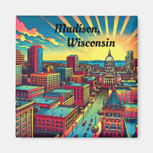 Madison, Wisconsin Skyline at Sunset Magnet