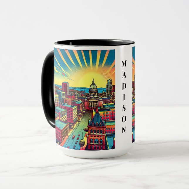 Madison, Wisconsin Skyline at Sunset   Mug (Front Left)