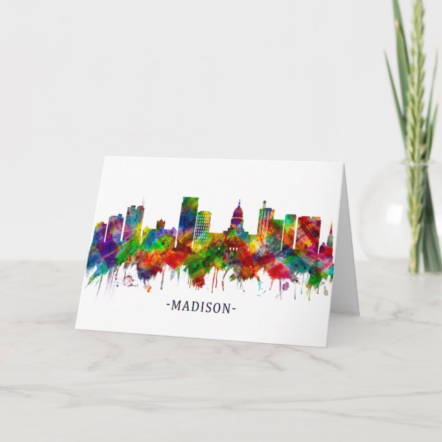 Madison Wisconsin Skyline Holiday Card (Front)