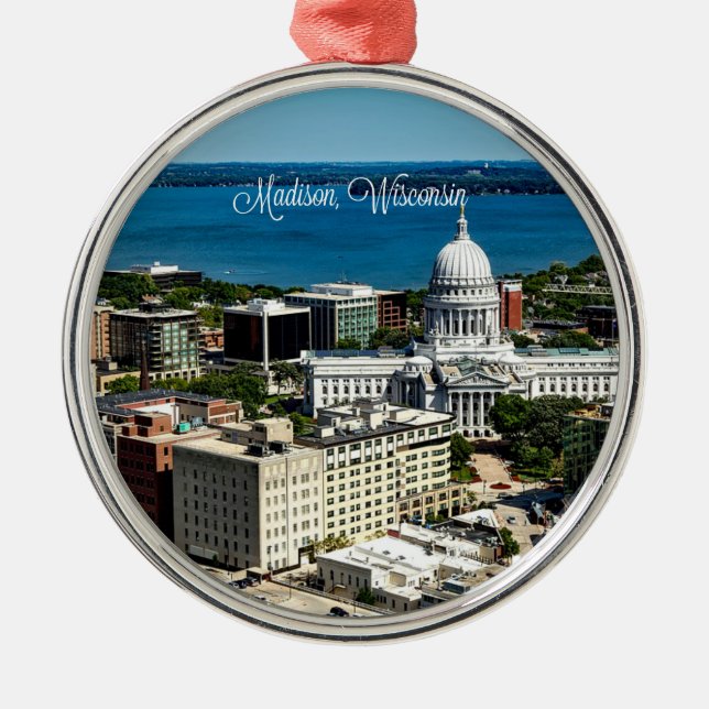 Madison, Wisconsin skyline Metal Tree Decoration (Front)