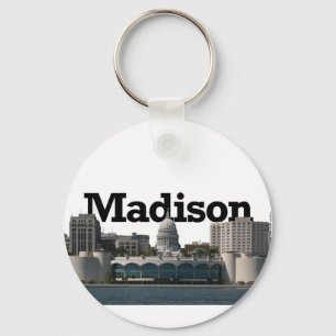 Madison Wisconsin Skyline with Madison in the Sky Key Ring