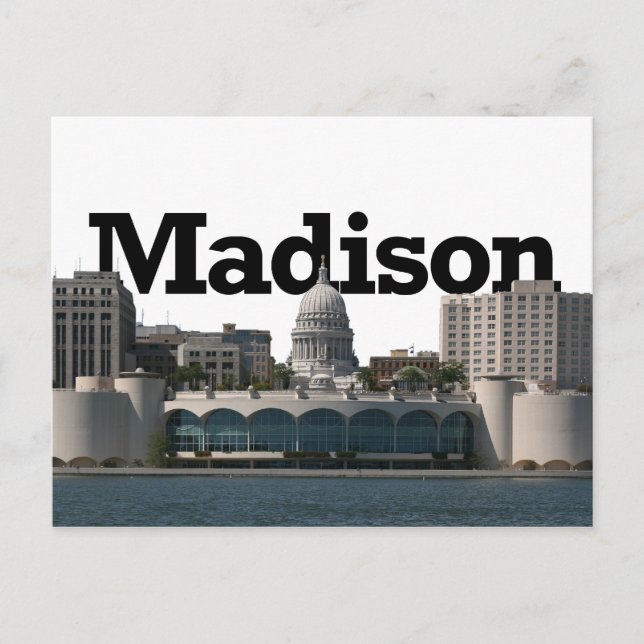 Madison Wisconsin Skyline with Madison in the Sky Postcard (Front)