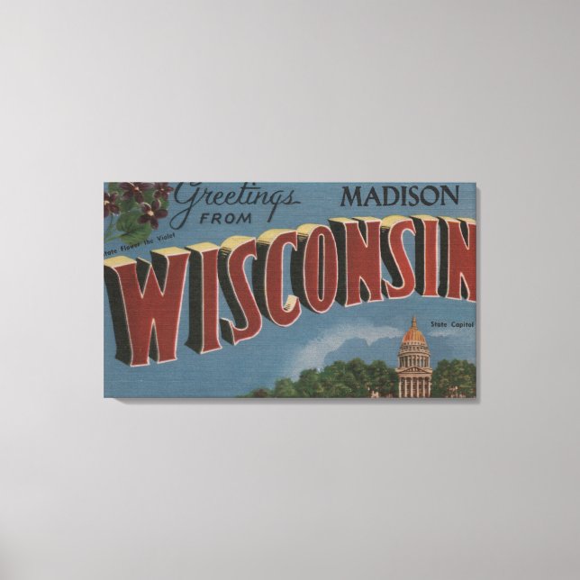 Madison, Wisconsin (State Capital/Flower) Canvas Print (Front)