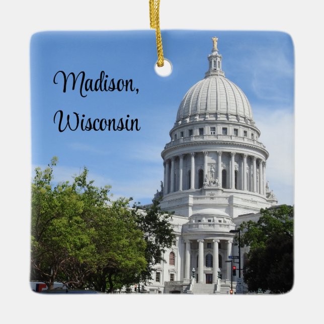 Madison, Wisconsin State Capitol Christmas Ceramic Ornament (Front)