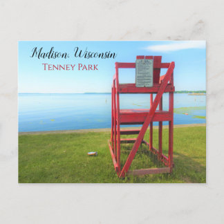 Madison, Wisconsin Tenney Park Red Lifeguard Chair Postcard