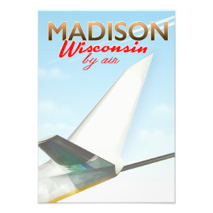 Madison Wisconsin USA Vintage flight poster