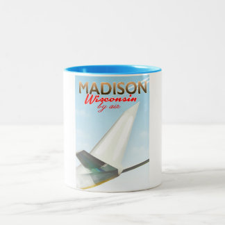 Madison Wisconsin USA Vintage flight poster Two-Tone Coffee Mug