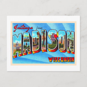 Madison Wisconsin WI Vintage Large Letter Postcard