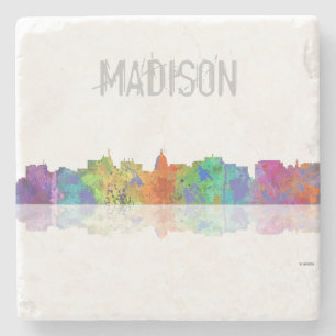 MADISON, WISCONSON SKYLINE - Stone drinks coaster