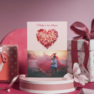 Madly in Love | Floral Heart | Custom Photo Holiday Card