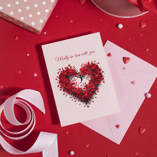 Madly in Love   Floral Heart   Custom Text & Name Holiday Card