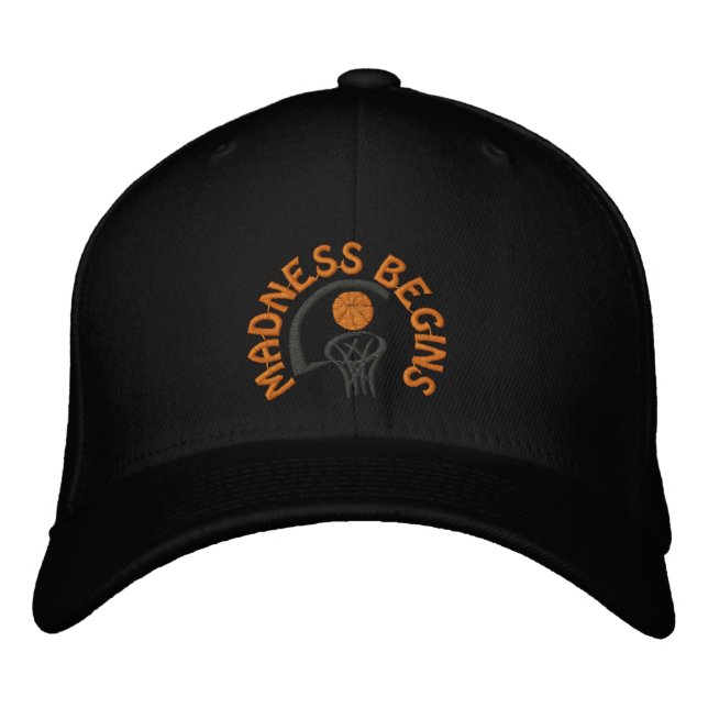 Madness Begins Basketball Embroidered Cap (Front)