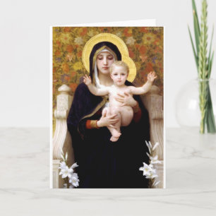 Madona with lilies Bouguereau antique painting Card