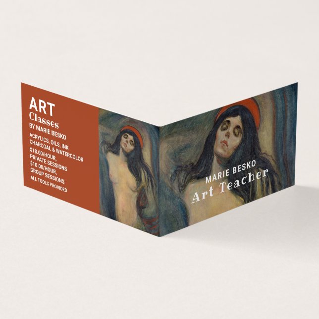Madonna 1894 Version By Edvard Munch, Art Teacher Business Card (Outside)
