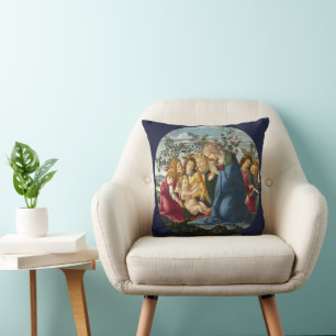 Madonna Adoring the Child with 5 Angels Botticelli Cushion