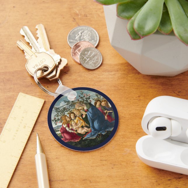 Madonna Adoring the Child with 5 Angels Botticelli Key Ring (Desk)