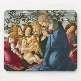 Madonna Adoring the Child with 5 Angels Botticelli Mouse Mat
