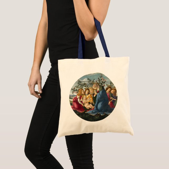 Madonna Adoring the Child with 5 Angels Botticelli Tote Bag (Front (Product))