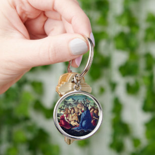 Madonna Adoring the Child with Five Angels Key Ring