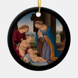 Madonna Adoring the Child with the Infant Saint Ceramic Tree Decoration