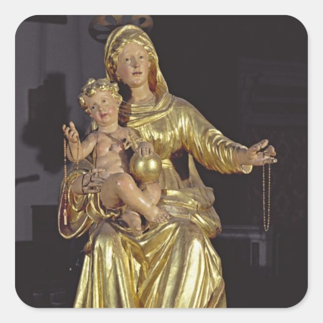 Madonna and Child, 17th century (gilded wood) Square Sticker (Front)