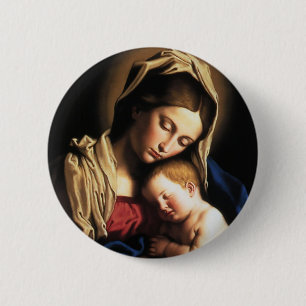 MADONNA AND CHILD 6 CM ROUND BADGE
