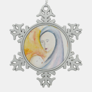 Madonna and Child Abstract Watercolor Ornament
