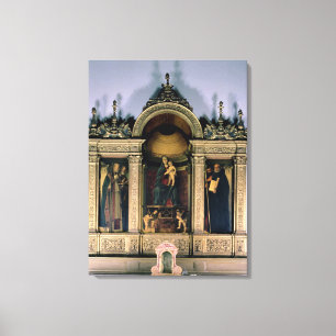 Madonna and Child and Saints (triptych altarpiece) Canvas Print