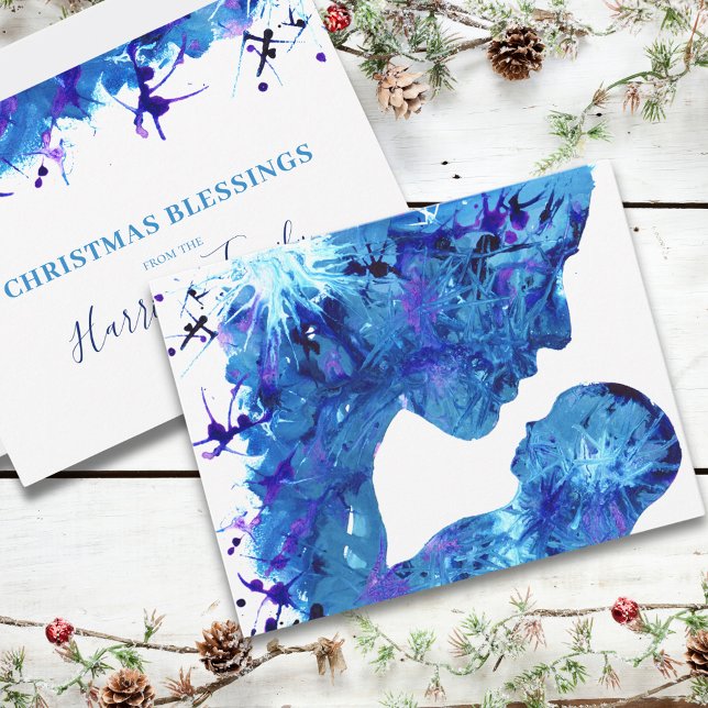 Madonna and Child Beautiful watercolor  Holiday Card (Jesus and Mary abstract watercolor religious christmas holiday card)