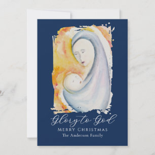 Madonna and Child Bible Verse Calligraphy Script Holiday Card