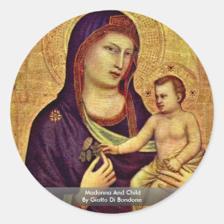 Madonna And Child By Giotto Di Bondone Classic Round Sticker