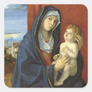 Madonna and Child by Giovanni Bellini Square Sticker