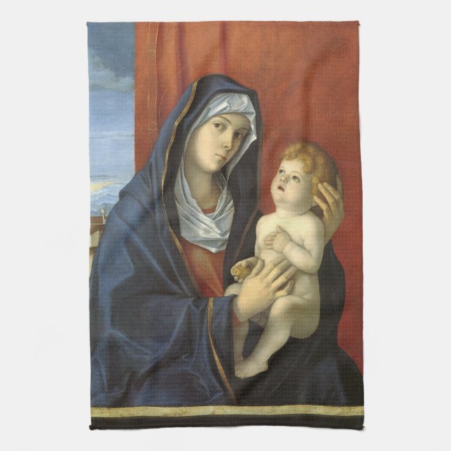 Madonna and Child by Giovanni Bellini Tea Towel (Vertical)